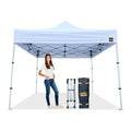 8x8 Heavy Duty Pop Up Canopy by Compact Shelter - Easy Setup, Commercial Grade Aluminum Frame, 42” Folded Frame Height, UPF 50+, Adjustable Portable Tent for Beach, Events, Camping, Roller Bag (White)