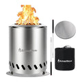 9.7 x 7.1 Inch Tabletop Fire Pit by AmazStove, Low Smoke Camping Stove for Outdoor Safe Burning Firepits, Fueled Pellets or Wood, Travel Bag Included (Silver, 9.7 x 7.1 INCH)