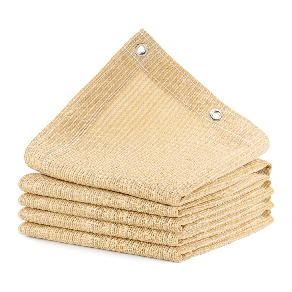 90% Outdoor Sun Shade Cloth, 6’ x 20’, Pergola, Deck, and Backyard Patio Sunshade with UV Protection, Heat Resistant HDPE Material, Reinforced Grommets (6x20 FT,Wheat)