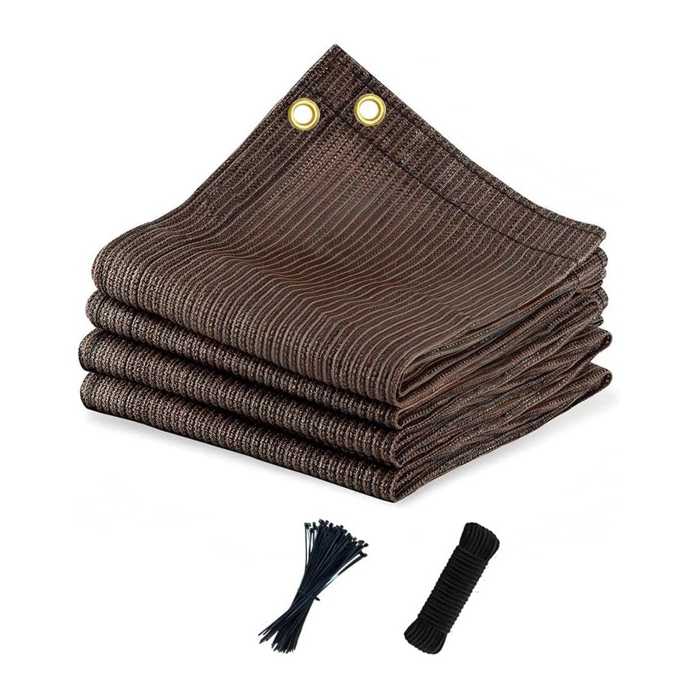 90% Sun Shade Cloth for Patio, 12x12 Ft Breathable Sunshade Fabric for Garden, UV Resisant & Privacy Protection Shade Screen for Pergola, Backyard, Deck, Balcony, Mocha