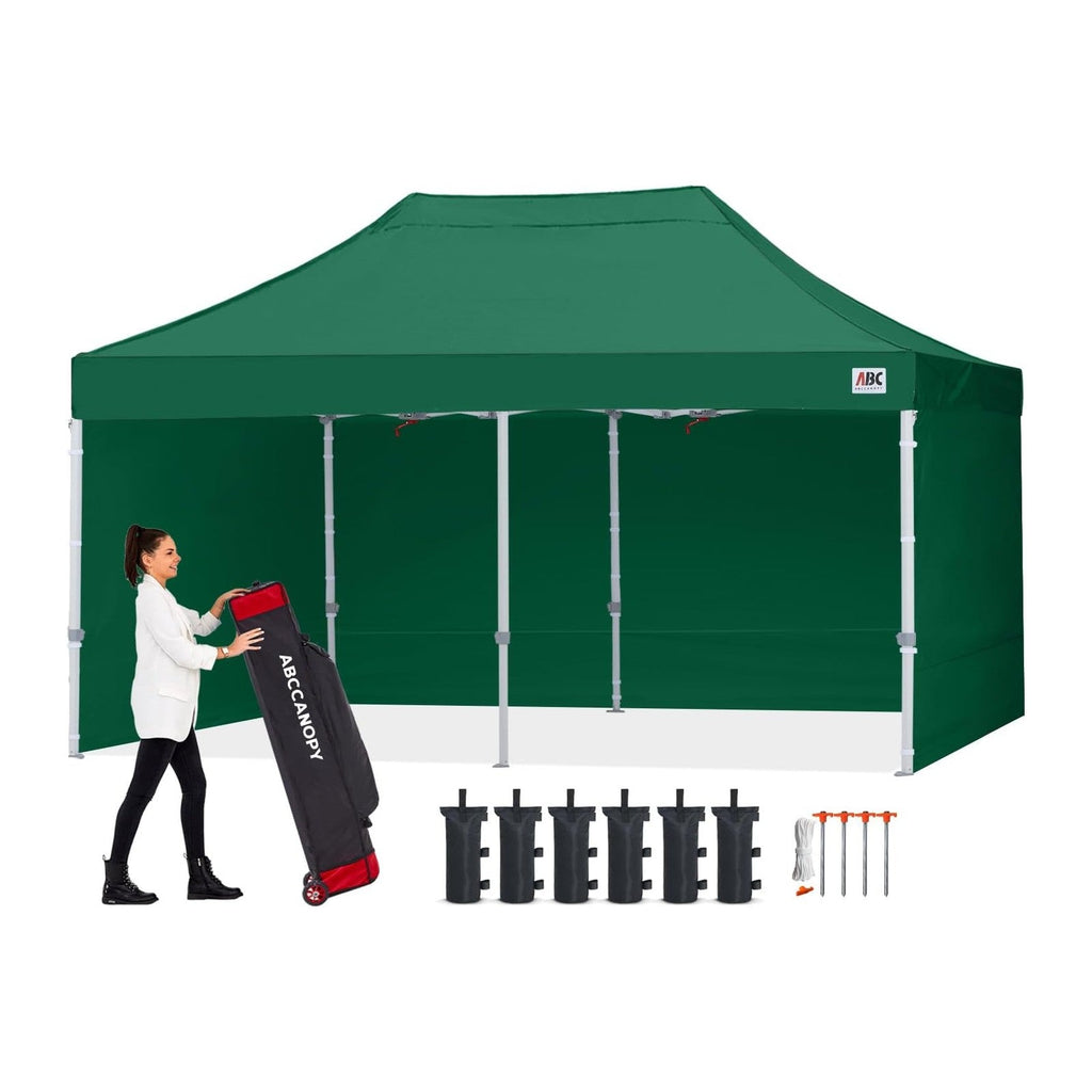 ABCCANOPY Commercial Pop Up Canopy Tent with Sidewalls 10X20,Forest Green