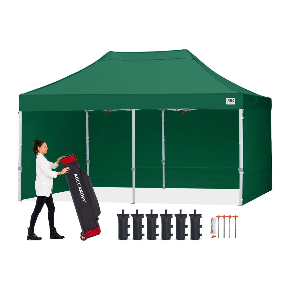 ABCCANOPY Commercial Pop Up Canopy Tent with Sidewalls 10X20,Forest Green