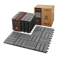 Acacia Interlocking Deck Tiles Outdoor Waterproof All Weather Grey Crossed
