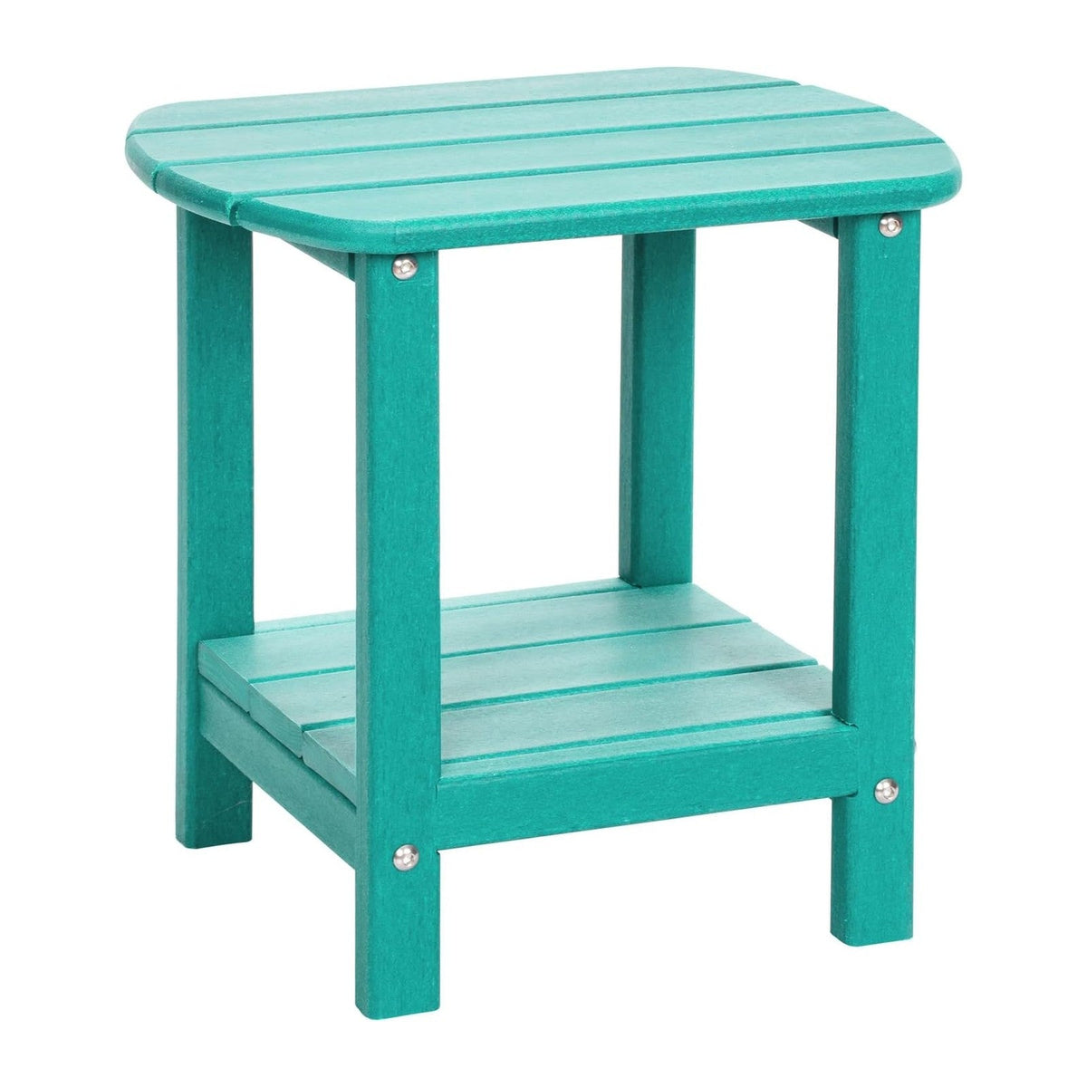 Adirondack Outdoor Side Table, 16.5” HDPE Small Patio Table with Storage Shelf, Weather Resistant End Table for Porch, Pool & Yard (Aruba)