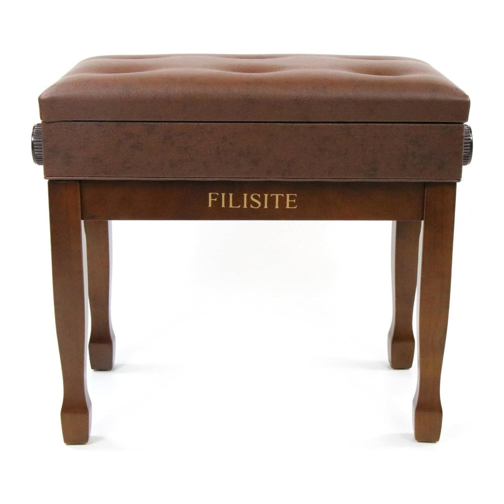 Adjustable Height Piano Stool Bench PU Leather Cushion Wooden Keyboard Seat with Music Storage (Wood)