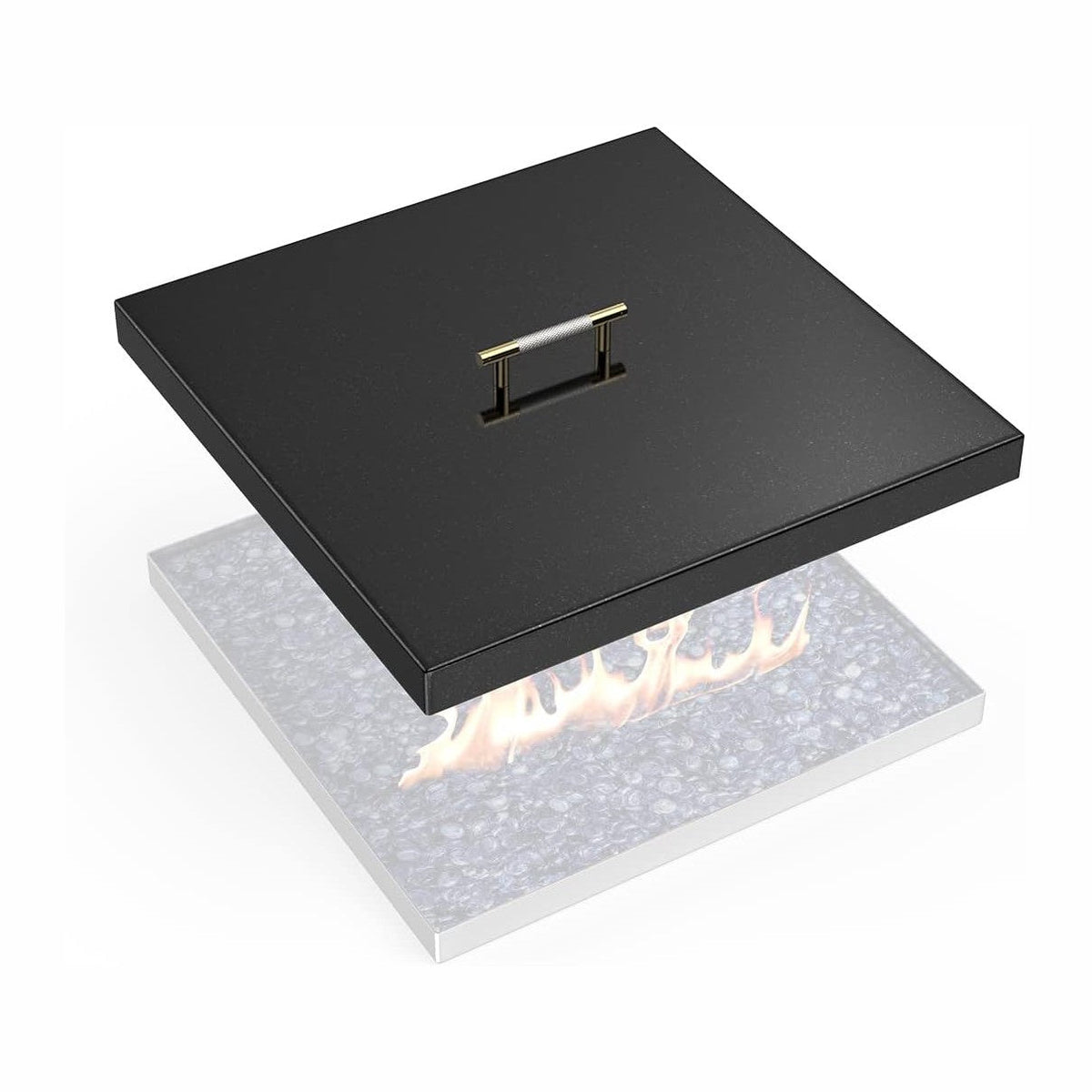 AJinTeby Fire Pit Lid Fits 24" x 24" Drop-in Fire Pit Pan, 27" x 27" Upgrade Porcelain Steel Fire Pit Cover, Fire Pit Cover Rectangular Burner Pan