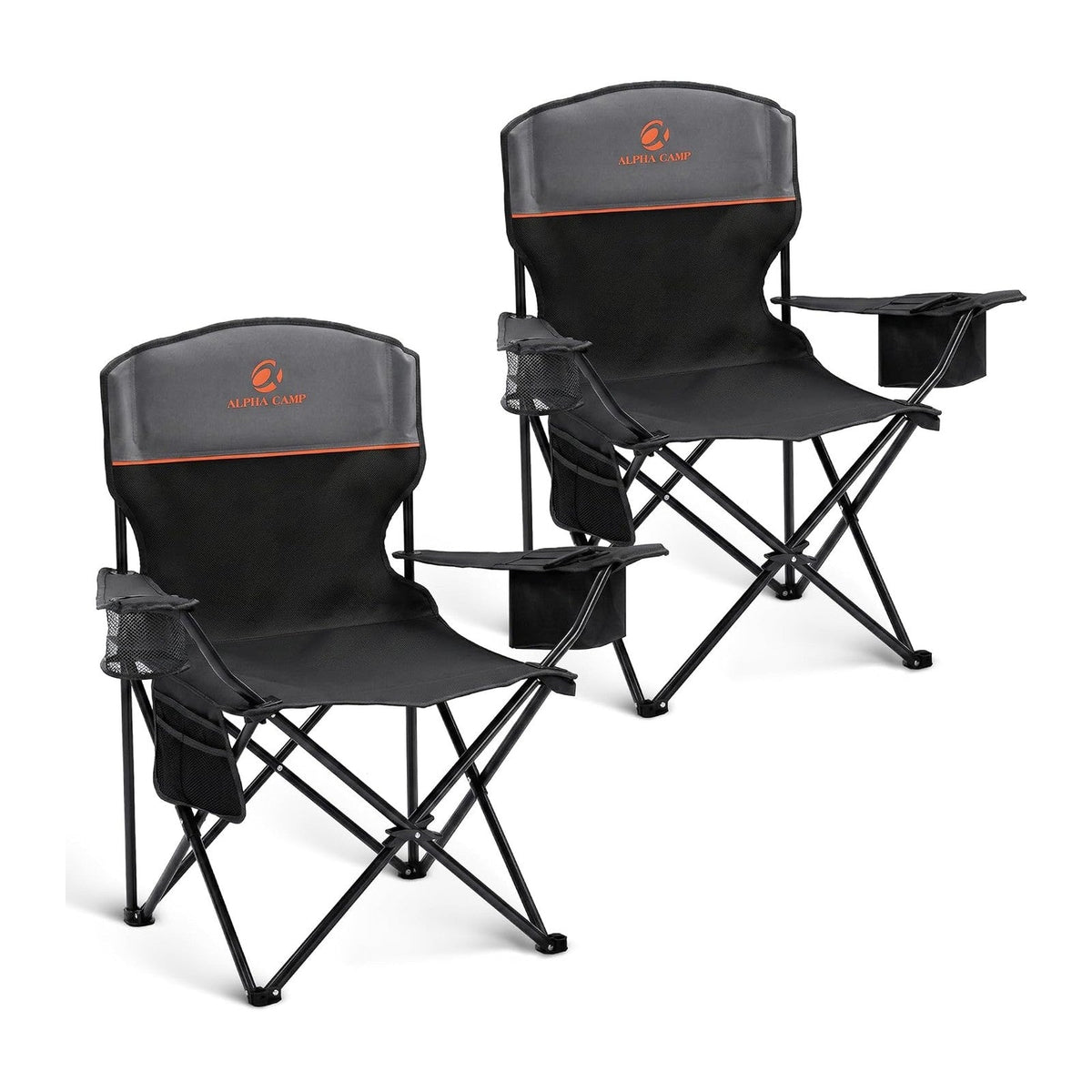 ALPHA CAMP 2-Pack Folding Camping Chair with Cooler Bag & Lumbar Support