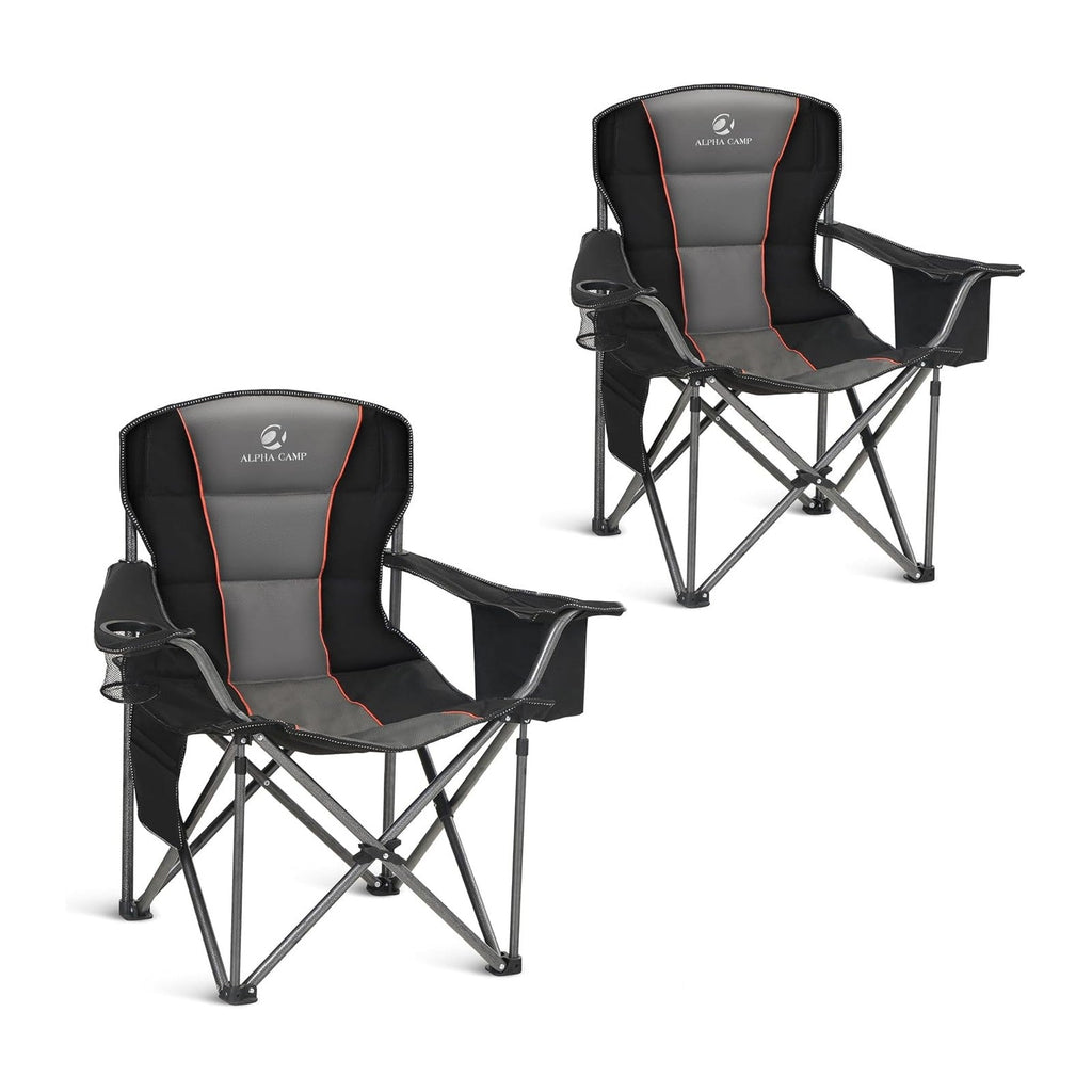 ALPHA CAMP Oversized Fully Padded Camping Chairs with Lumbar Support