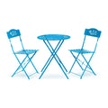 Alpine Corporation 3-Piece Bistro Set with Folding Table and 2 Chairs, Durable Steel Indoor/Outdoor Patio Furniture, Compact Seating, Blue