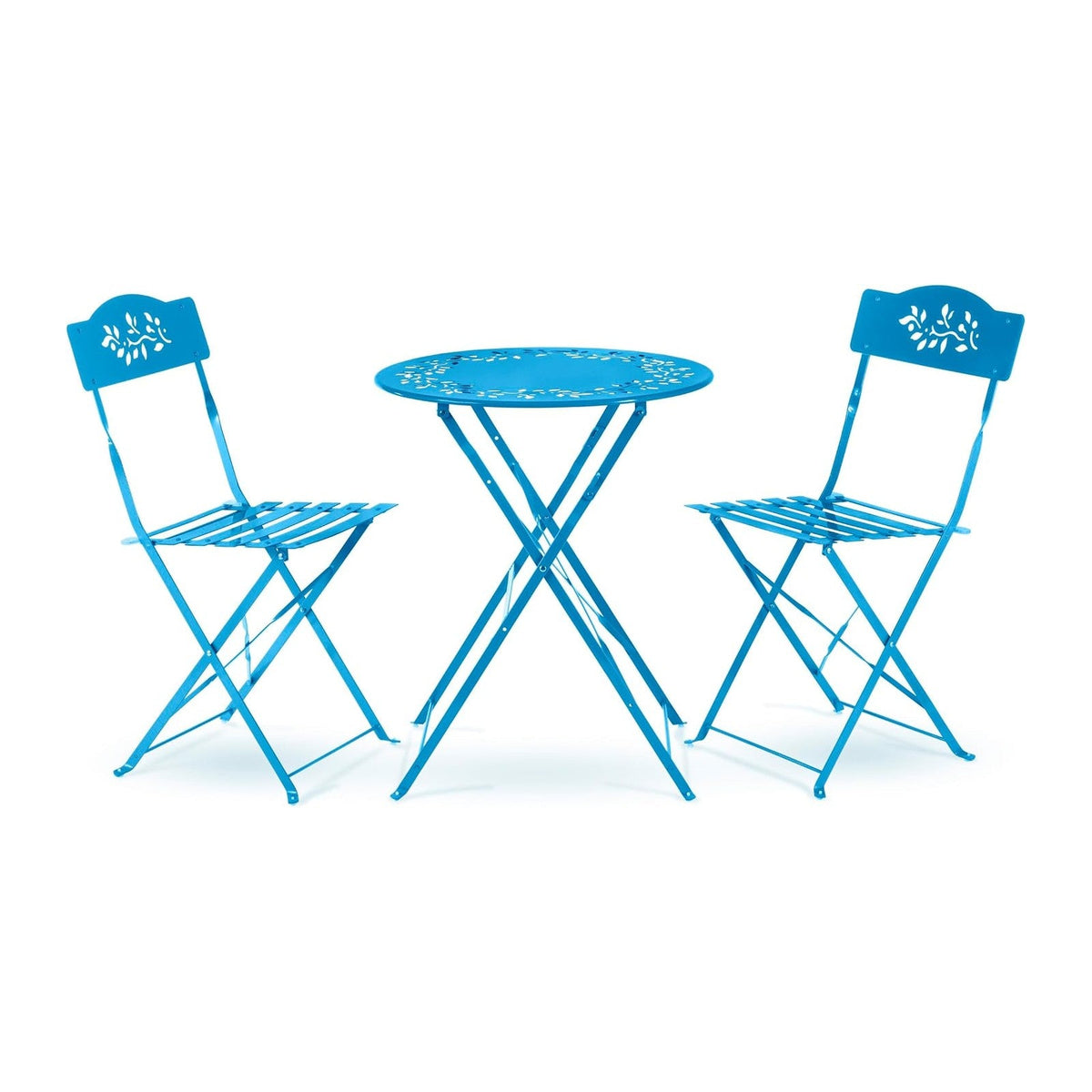 Alpine Corporation 3-Piece Bistro Set with Folding Table and 2 Chairs, Durable Steel Indoor/Outdoor Patio Furniture, Compact Seating, Blue