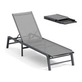 Aluminum Chaise Lounge Chair Outdoor, Foldable Patio Lounge Chair Assemble-Free, Pool Lounge Chairs with 5 Adjustable Backrest, Outdoor Lounge Chairs for Outside Poolside Beach Lawn Grey