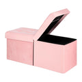 AmasSmile Footrest Ottoman Storage Bench,34" Velvet Folding Chest,Pink