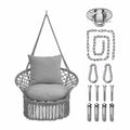 Athena Collection Macrame Hammock Chair with Mounting Hardware Kit, Gray