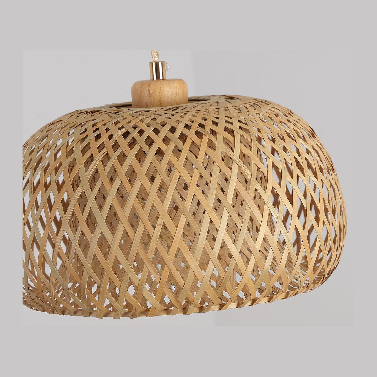 Bamboo Pendant Light Fixture One-Light Adjustable Boho Basket Handmade Woven Pendant Lighting for Kitchen Island Sink Farmhouse Dining Room