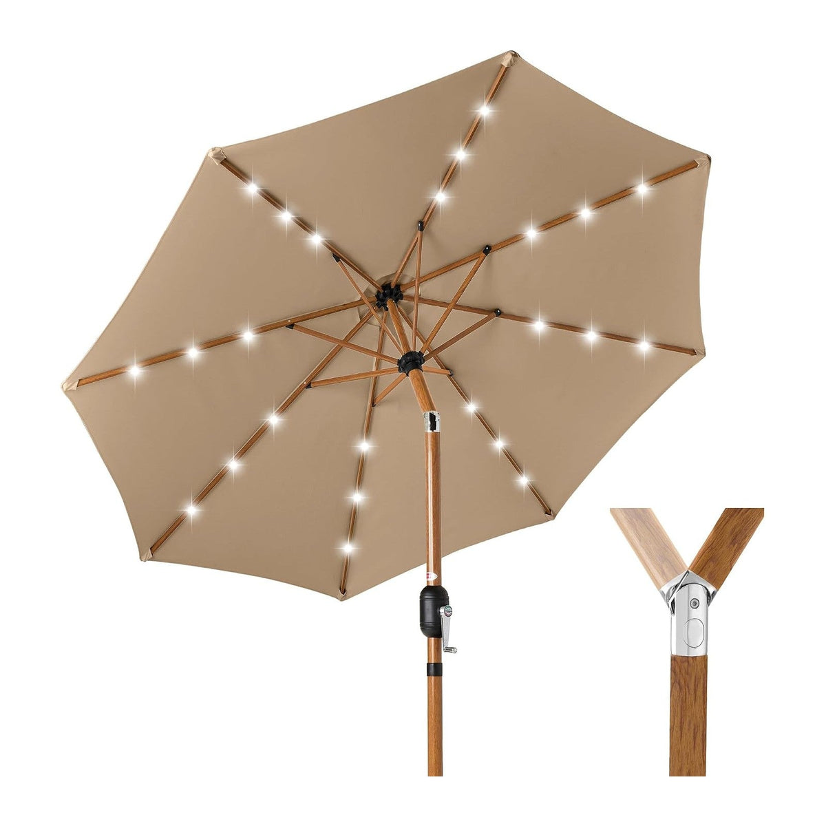 Best Choice Products 10ft Solar Polyester LED Lighted Patio Umbrella w/Tilt Adjustment and UV-Resistant Fabric