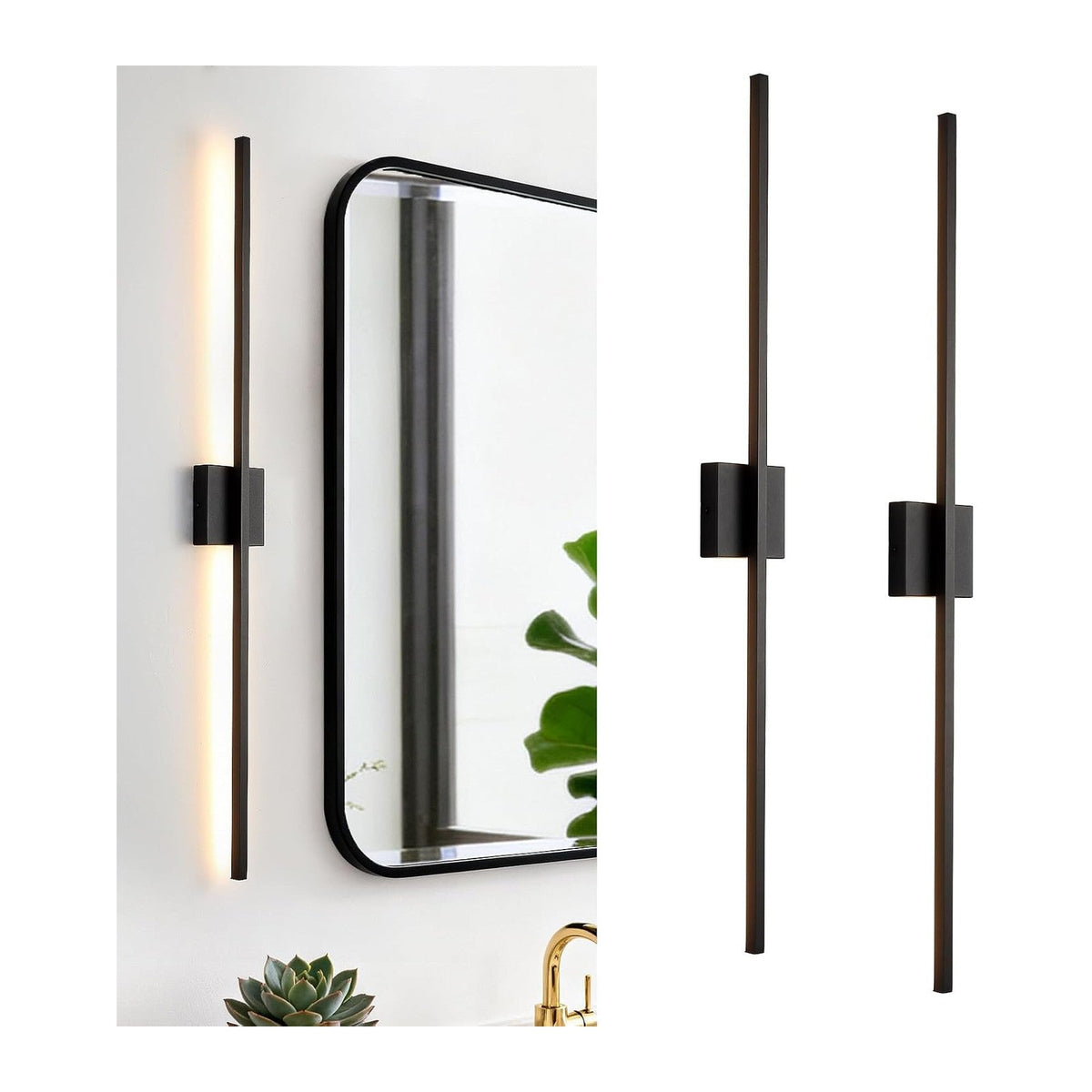 Black Wall Sconces Set of Two LED Dimmable Sconces Wall Lighting