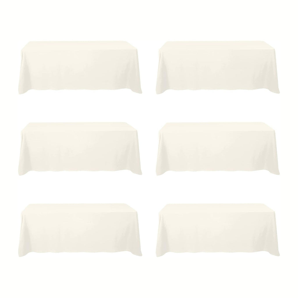 BRILLMAX 6 Pack Ivory Tablecloths 90x156 Inch for 8ft Rectangle Tables