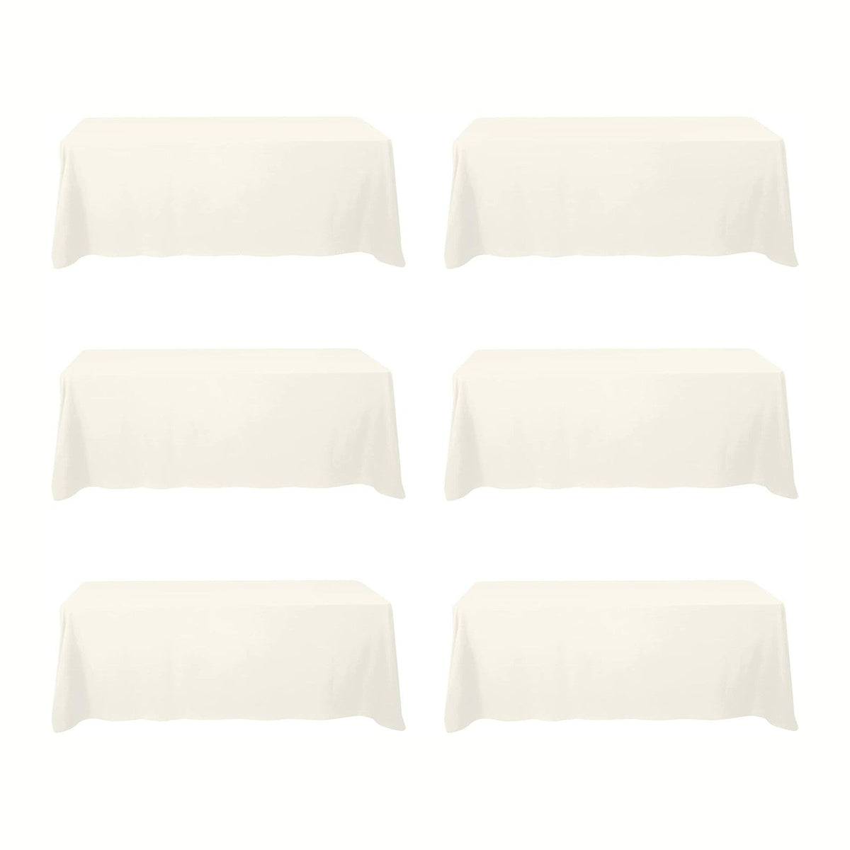 BRILLMAX 6 Pack Ivory Tablecloths 90x156 Inch for 8ft Rectangle Tables
