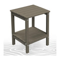BRIOPAWS Outdoor-Side-Table | Small | Wood Grain | HDPE Plastic | Patio End-Table | 2-Shelf Adirondack Outside Tables | All Weather | for Poolside Front Porch Indoor Living Room | 14" x 13"