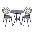 C/G 3 Piece Bistro Set,Outdoor Patio Set,Anti-Rust Cast Aluminum Bistro Table Set for Park Yard Front Porch Furniture(Antique Copper)