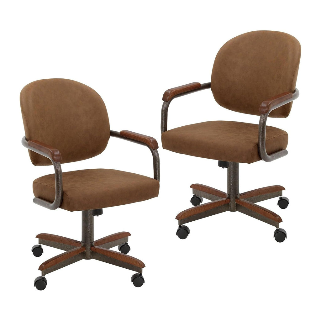 Chromcraft Bailey 2pc Swivel Tilt Kitchen Dining Chair - Camel-Walnut