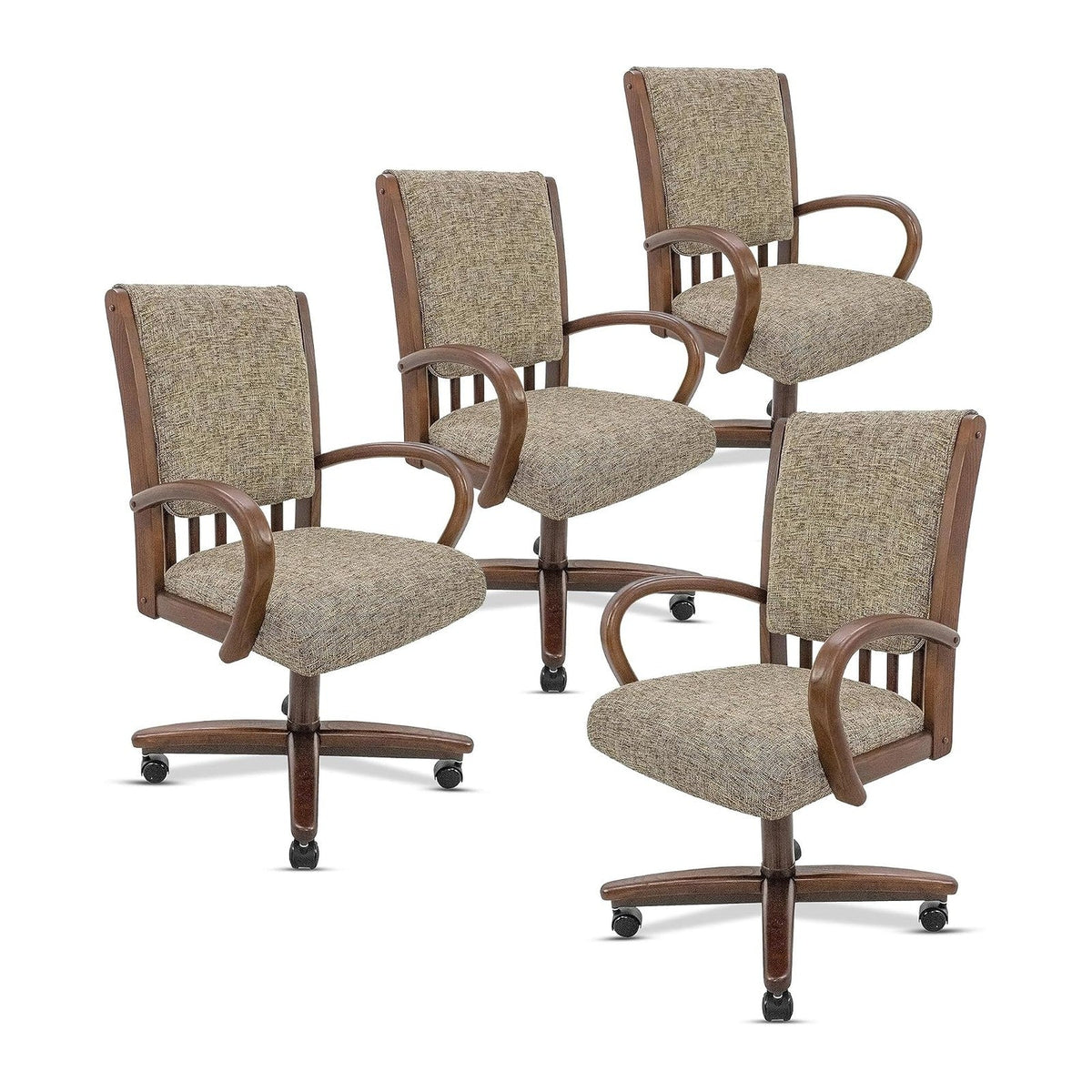 Chromcraft Baylor Swivel-Tilt Caster Dining Chair - Walnut - Earth - 4pc