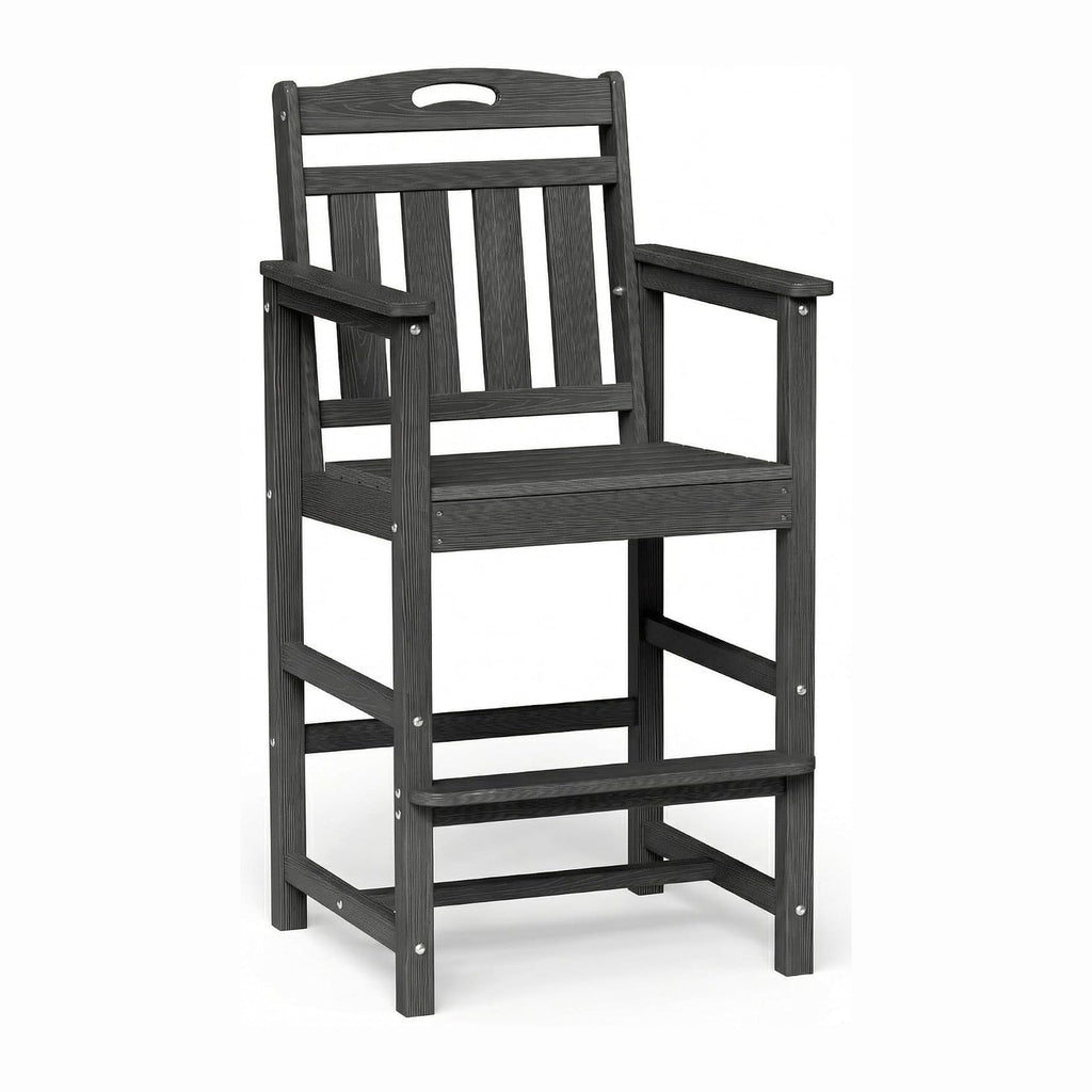 Ciokea Bar Height Adirondack Chair, 380lbs Heavy Duty Tall Bar Chair Patio Stool with Arms & High Back, All-Weather Outdoor Chair for Bar Table, Balcony, Poolside,Dark Grey