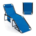 COSTWAY Folding Chaise Lounge Chair, Foldable Pool Lounger(1, Navy)