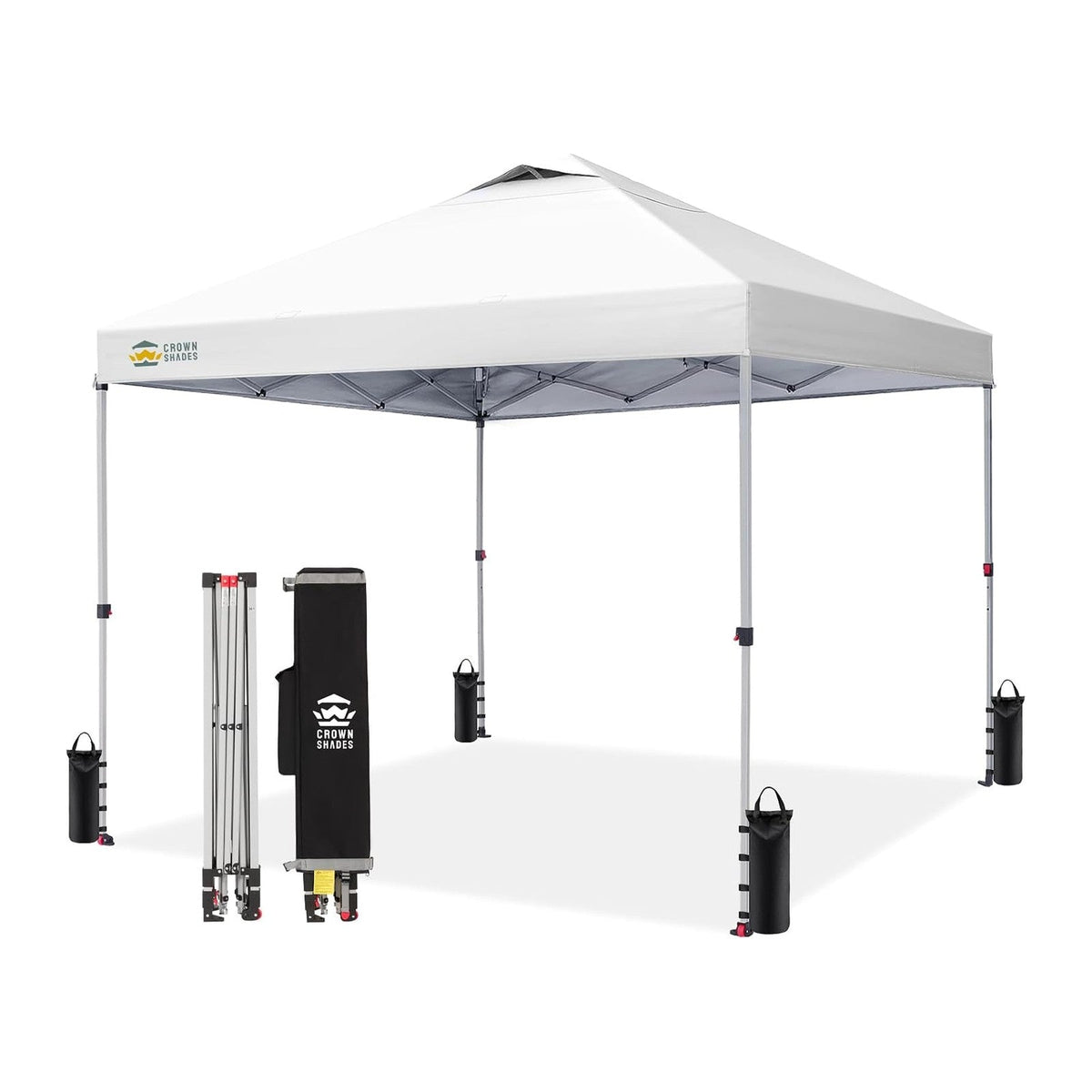 CROWN SHADES 12x12 Pop Up Canopy Tent with One Push Setup, Grid White