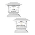 Davinci Lighting Edison Solar Outdoor Post Cap Lights - 4x4 5x5 6x6 - Bright LED Light for Fence Deck Garden or Patio Posts - Pearl White (2 Pack)