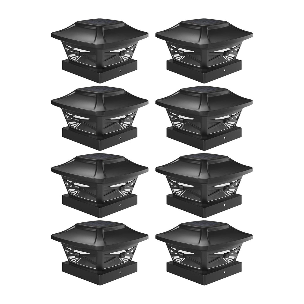 Davinci Lighting Renaissance Solar Outdoor Post Cap Lights - Includes Bases for 4x4 5x5 6x6 Posts - Bright LED Light - Slate Black (8 Pack)