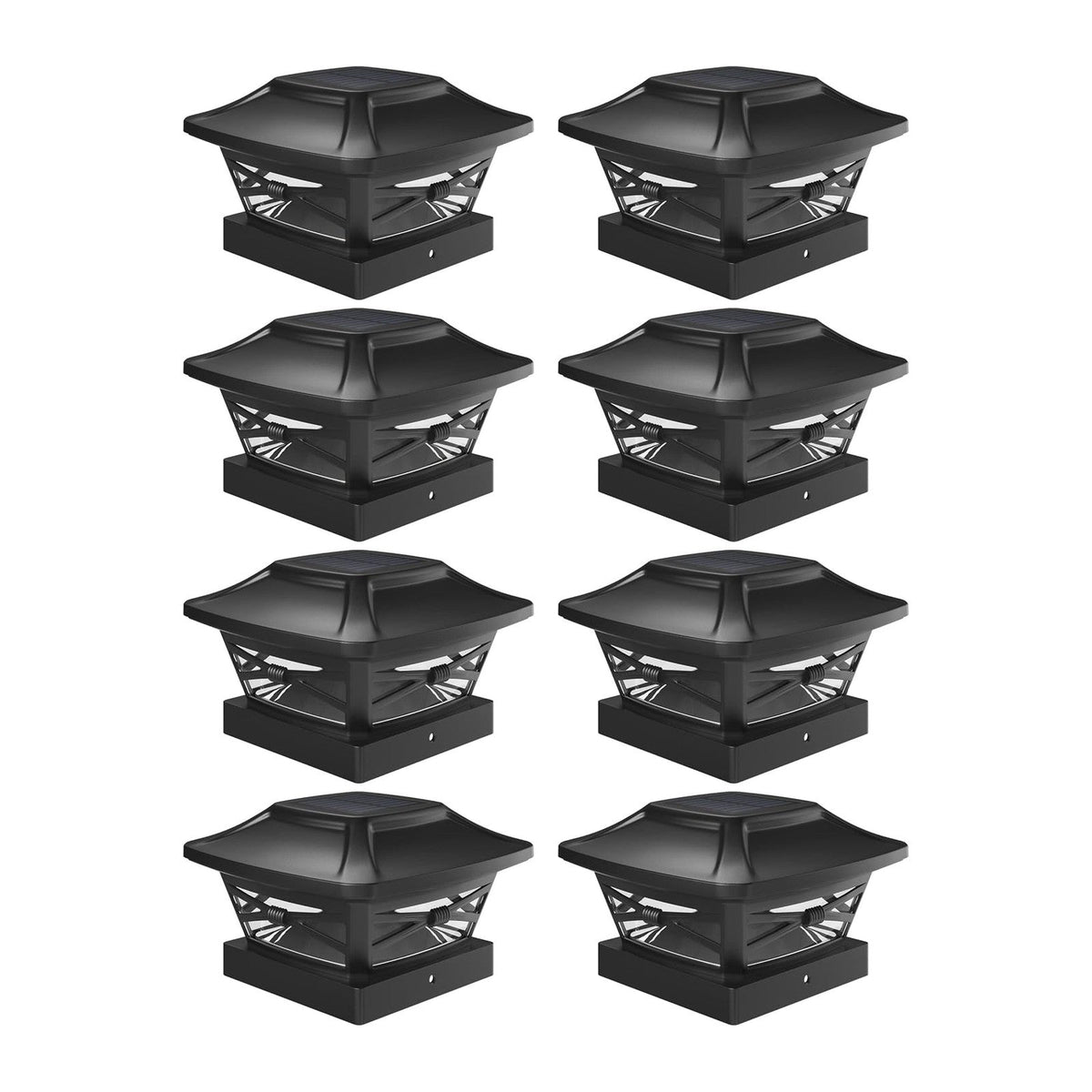 Davinci Lighting Renaissance Solar Outdoor Post Cap Lights - Includes Bases for 4x4 5x5 6x6 Posts - Bright LED Light - Slate Black (8 Pack)