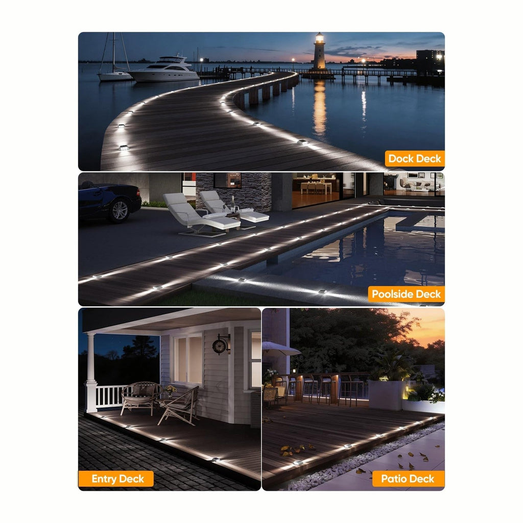 DetarZinLED Solar Driveway Lights Outdoor IP68 Waterproof Led 12 Pack White