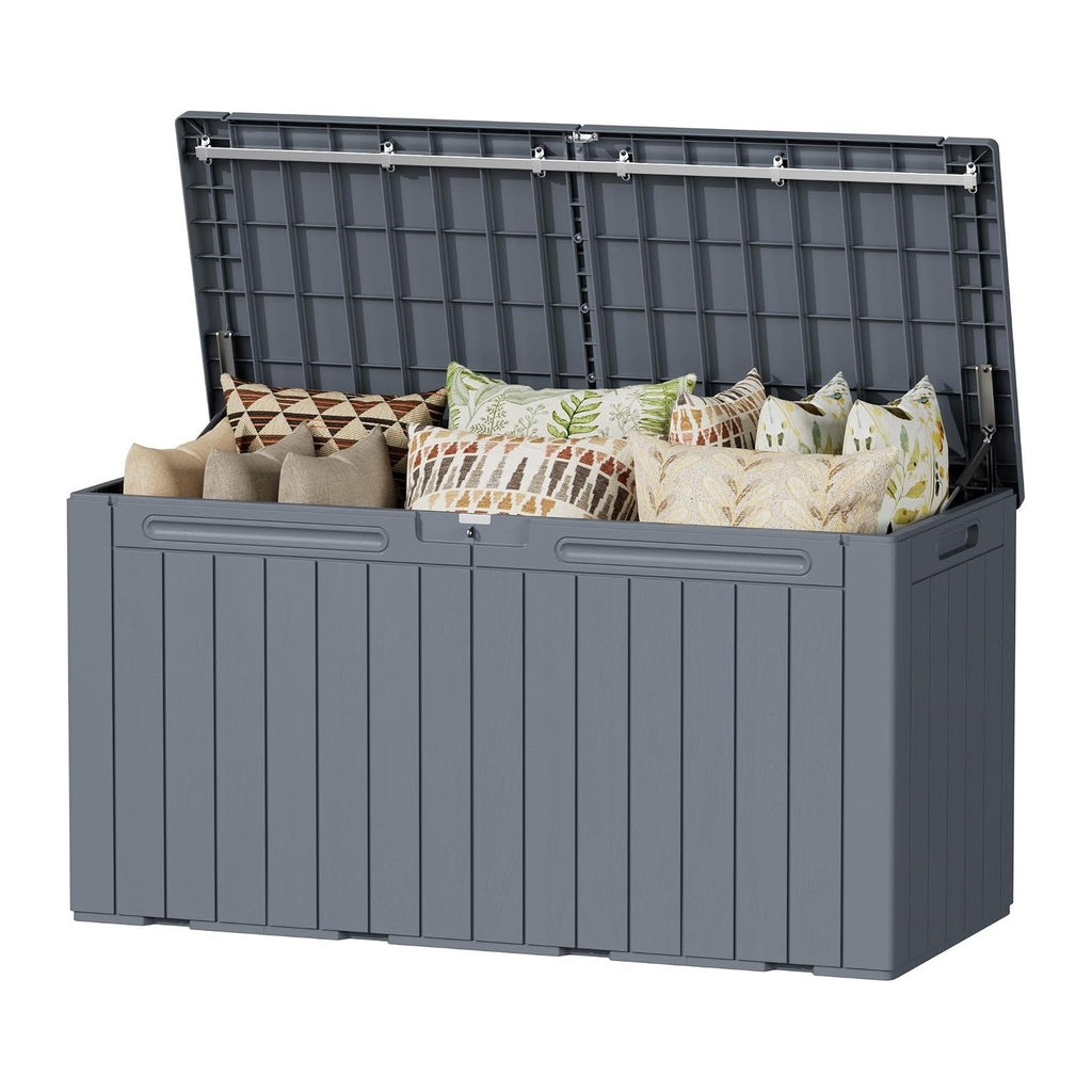 Devoko 100 Gallon Outdoor Storage Box, Waterproof Deck Box Lockable (Gray)