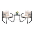 Devoko 3 Pieces Patio Furniture Set Wicker Outdoor Rocking Bistro Chair