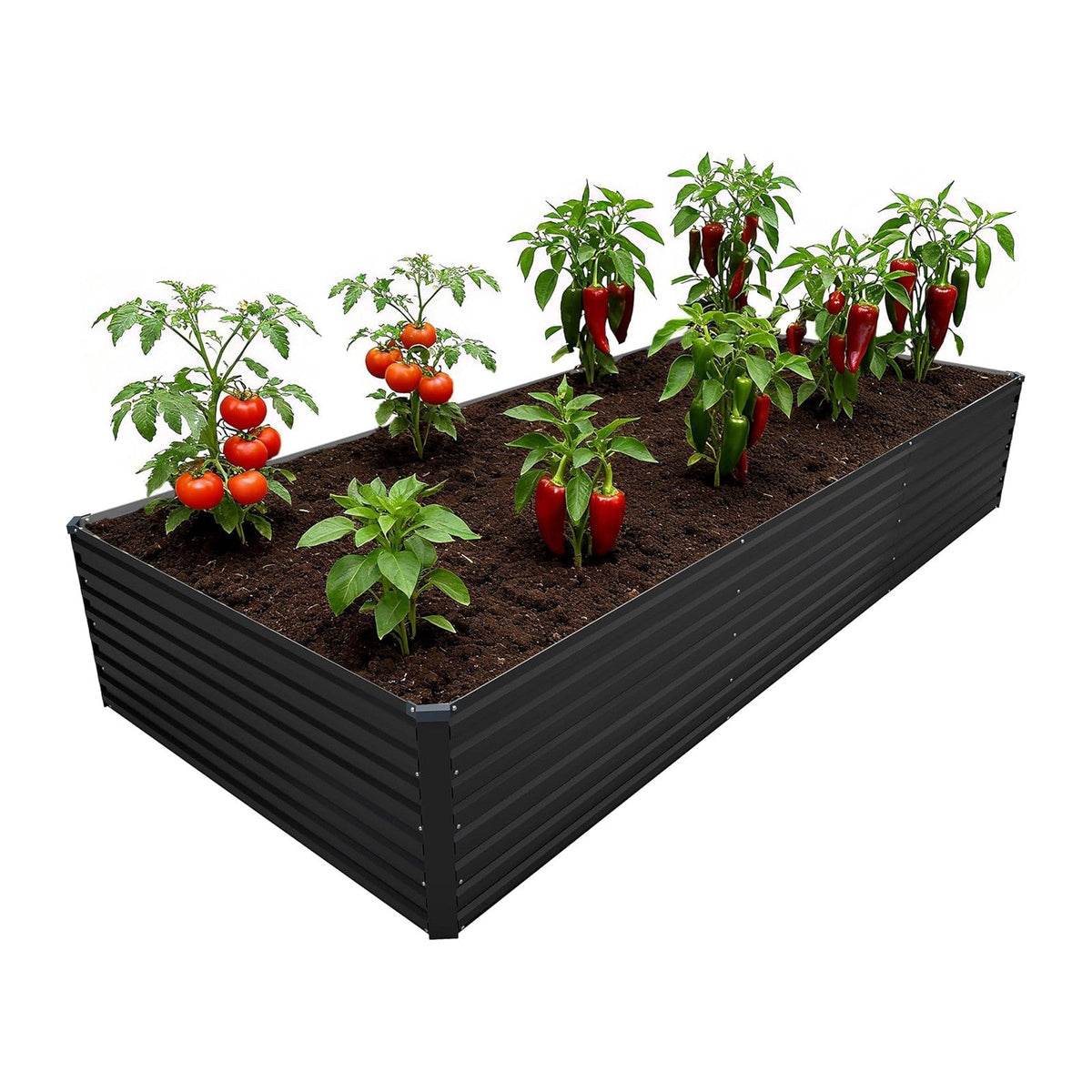 DIIYIV Galvanized Raised Garden Bed Kit Outdoor Patio,12x4x2ft Large Rectangular Metal Planter Boxes,Deep Root Box Planter for Gardening,Vegetables,Flowers,Herbs-Black