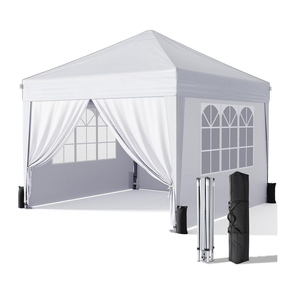 Driftalia 10x10 Pop Up Canopy Tent with Sidewalls, One-Push Instant Setup