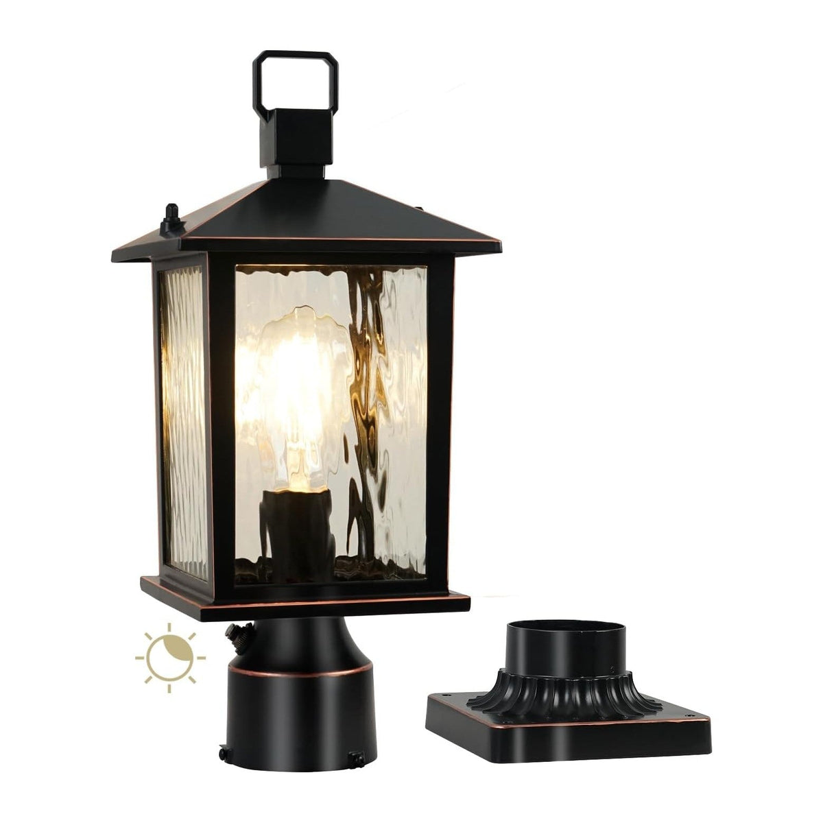 Dusk to Dawn Outdoor Post Light, Oil-Rubbed Bronze Pole Lantern