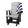 DutchCrafters Slat Fan Back Poly Adirondack Glider Outdoor Patio Chair (Black & Light Gray)