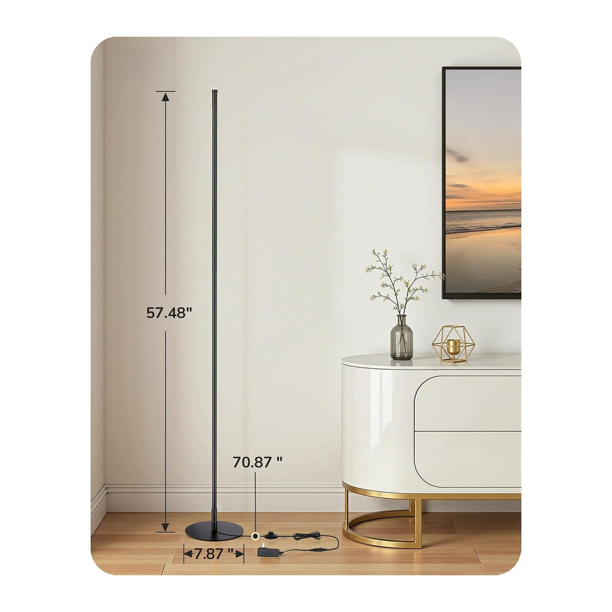 EDISHINE 57.5" Floor Lamp with Remote & Foot Switch, Dimmable & 7CCT