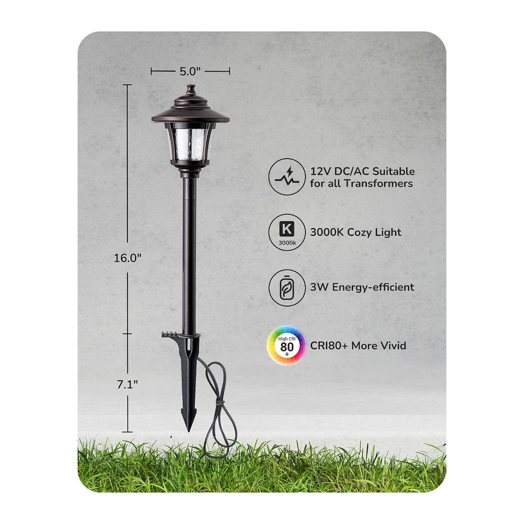 EDISHINE Low Voltage Landscape Lighting 12V 3W 120LM with Connectors 4 Pack