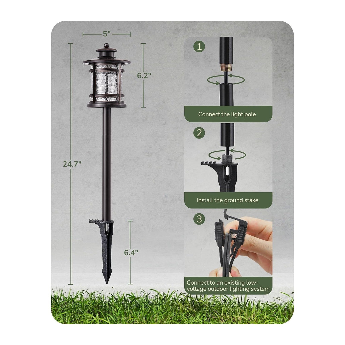 EDISHINE Low Voltage Pathway Lights Waterproof Landscape Path Lights 4 Pack