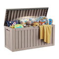EFU Outdoor Storage Box 140 Gallon Deck Box, Waterproof Resin, Grey