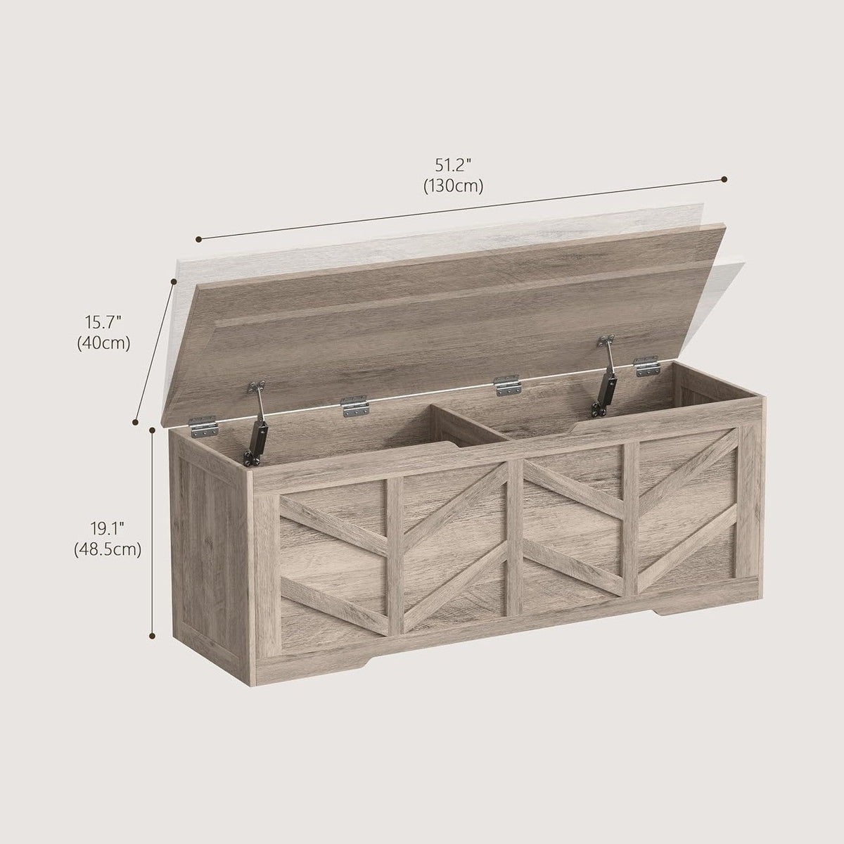 Extra Large Storage Chest, Storage Bench with 2 Safety Hinges