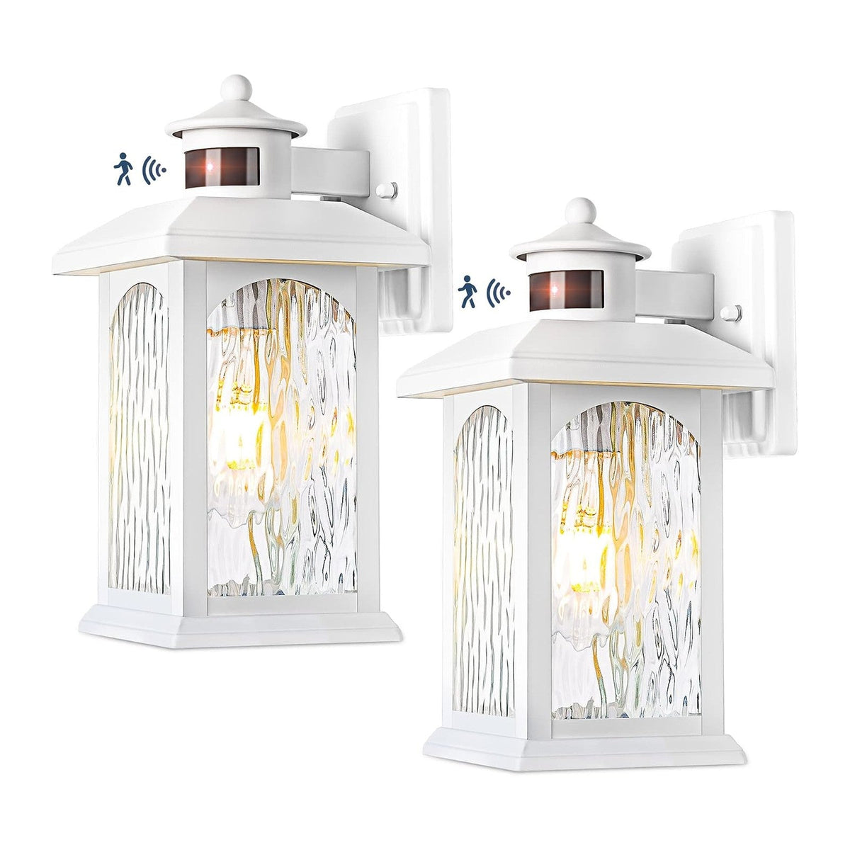 FILIYANO White Motion Sensor Outdoor Wall Lights, Dusk to Dawn, 2 Pack