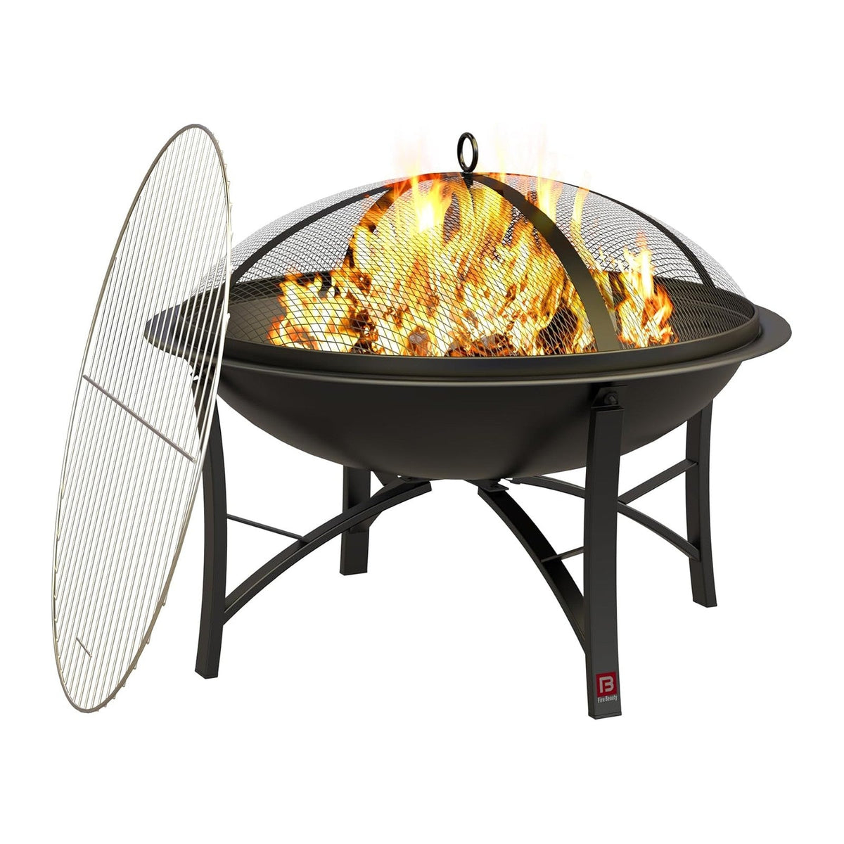 Fire Beauty Wood Burning Fire Pit, 2-in-1 BBQ Grill for Backyard Camping