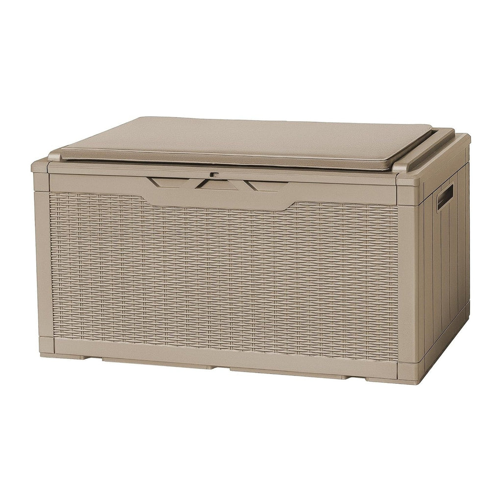 Flamaker Deck Box 98 Gallon Waterproof Resin Storage Box with Cushion
