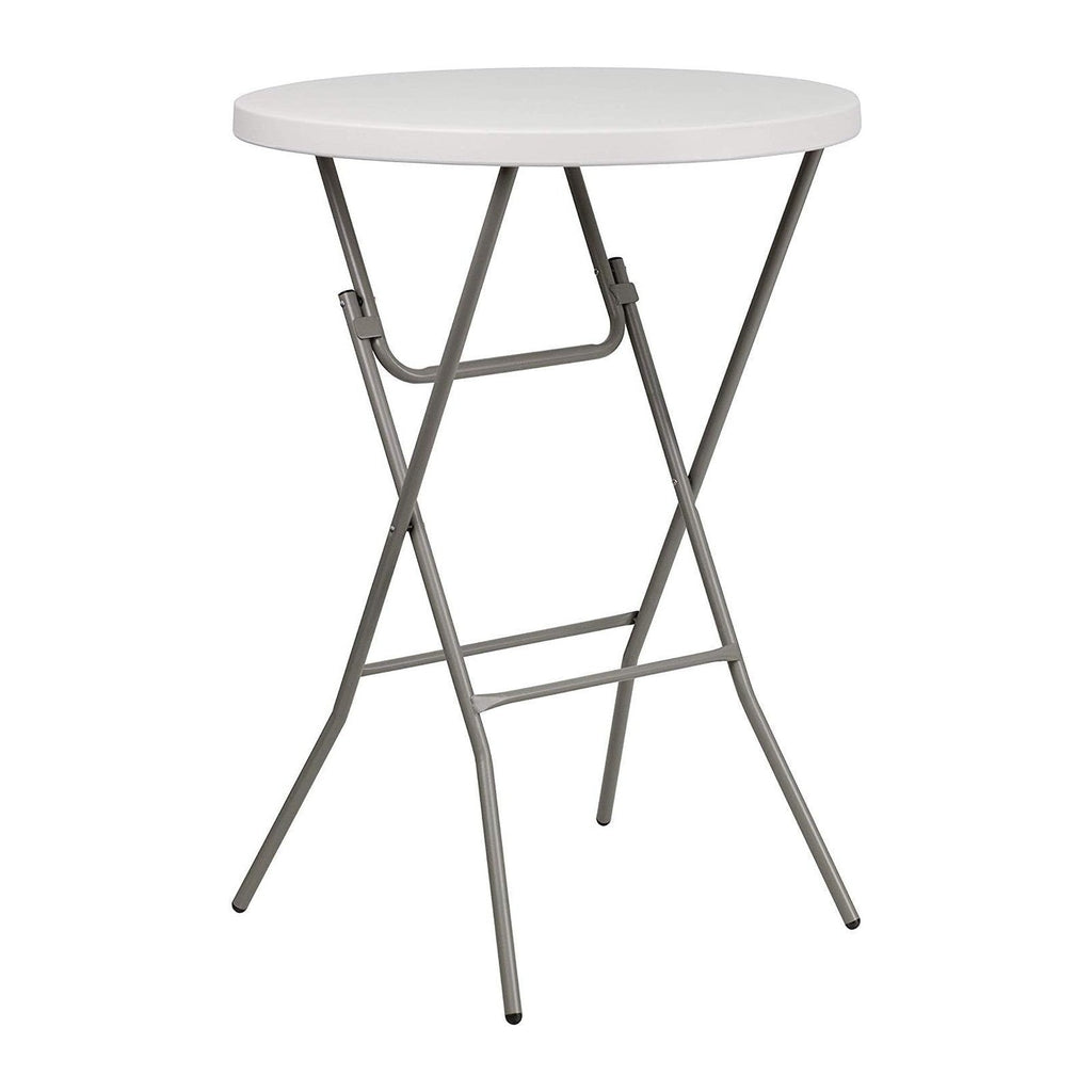 Flash Furniture 32" Round Granite White Plastic Bar Height Folding Table (4 Pack)