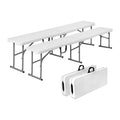 Folding Bench 6ft,Portable Plastic Bench Seat with Handle,White,2 Pack