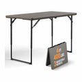 Folding Table 4FT Heavy Duty Plastic Table with Handle, Foldable&Portable, Fold-in-Half Utility Tables for Outdoor, Dining, Wedding, Events, Indoor, Picnic, Camping, Party, Khaki